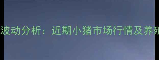 图片 云南生猪价格波动分析：近期小猪市场行情及养殖户应对策略1