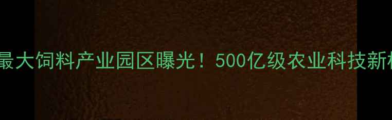 图片 全国最大饲料产业园区曝光！500亿级农业科技新标杆2