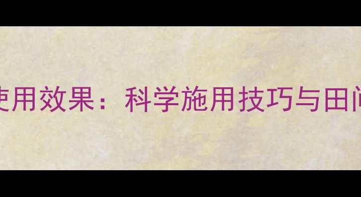 图片 劲赛农药使用效果：科学施用技巧与田间管理指南