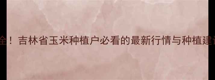 图片 吉林玉米价格波动全！吉林省玉米种植户必看的最新行情与种植建议（附实时数据）1