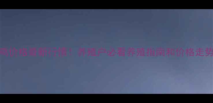 图片 山东817鸡价格最新行情！养殖户必看养殖指南和价格走势分析🐔2