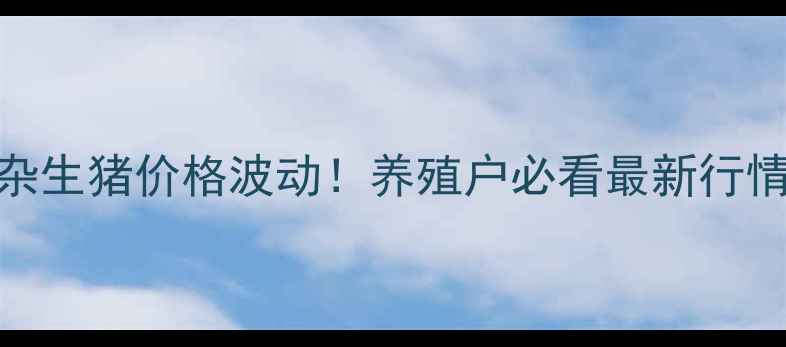 图片 山东滨州土杂生猪价格波动！养殖户必看最新行情与养殖指南