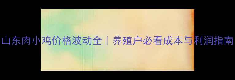 图片 山东肉小鸡价格波动全｜养殖户必看成本与利润指南