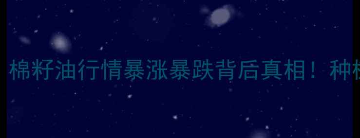 图片 棉籽油价格走势全｜棉籽油行情暴涨暴跌背后真相！种植户必看避坑指南🌾