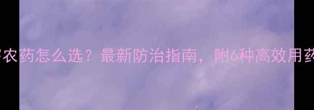 图片 水稻病害农药怎么选？最新防治指南，附6种高效用药方案！1