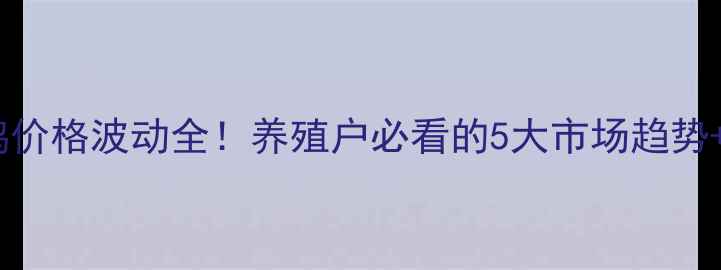 图片 沛县肉杂鸡价格波动全！养殖户必看的5大市场趋势+行情预测1