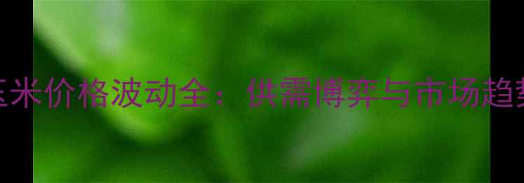 图片 河南新乡玉米价格波动全：供需博弈与市场趋势深度报告