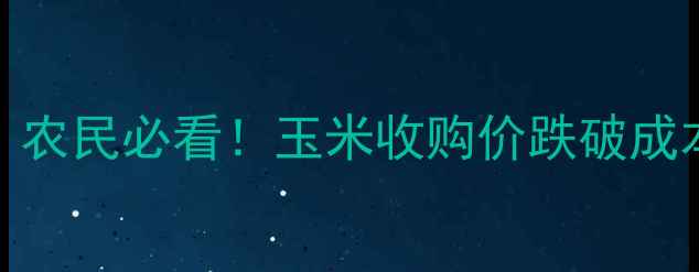图片 玉米价格行情大起底！农民必看！玉米收购价跌破成本线？未来走势如何？