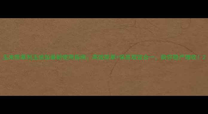 图片 玉米除草剂玉倍加最新使用指南：高效除草+保苗双效合一，助你稳产增收！2