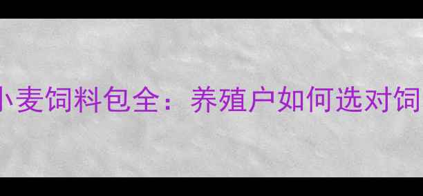 图片 玉米饲料包vs小麦饲料包全：养殖户如何选对饲料包降低成本2