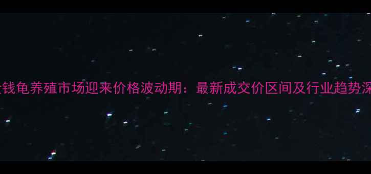 图片 石金钱龟养殖市场迎来价格波动期：最新成交价区间及行业趋势深度2