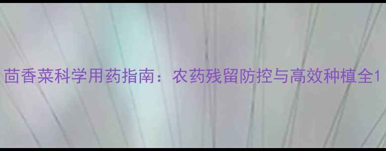 图片 茴香菜科学用药指南：农药残留防控与高效种植全1