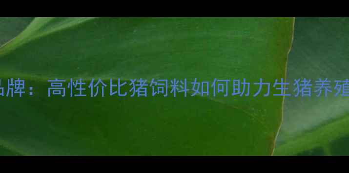 图片 金猪旺饲料品牌：高性价比猪饲料如何助力生猪养殖增效降本？1