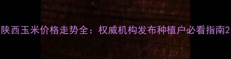 图片 陕西玉米价格走势全：权威机构发布种植户必看指南2