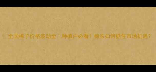 图片 🌾全国棉子价格波动全｜种植户必看！棉农如何抓住市场机遇？