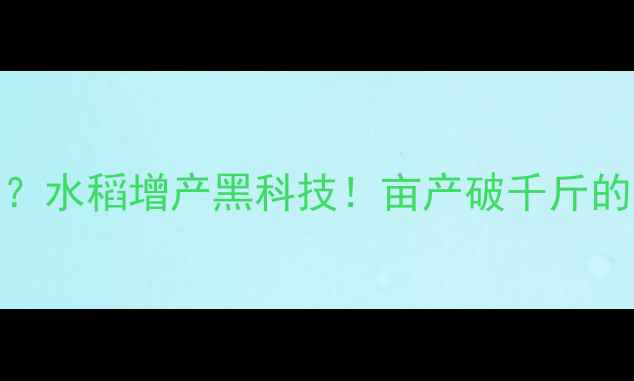 图片 🌾农药稻千斤？水稻增产黑科技！亩产破千斤的秘诀在这里🌾