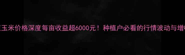 图片 🌾枣庄玉米价格深度每亩收益超6000元！种植户必看的行情波动与增收攻略