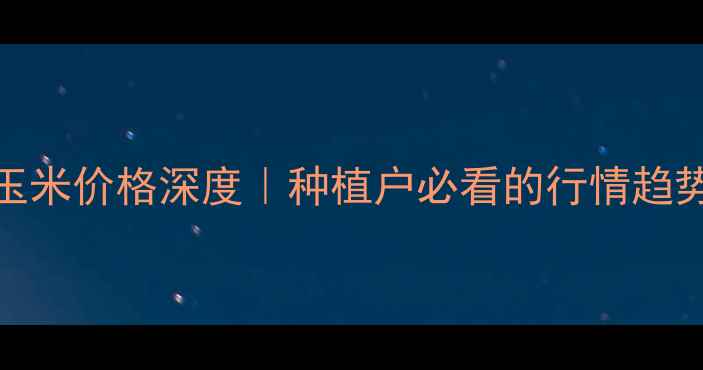 图片 🌾江苏盐城玉米价格深度｜种植户必看的行情趋势与应对策略