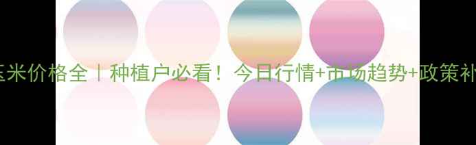 图片 🌾蚌埠玉米价格全｜种植户必看！今日行情+市场趋势+政策补贴攻略2