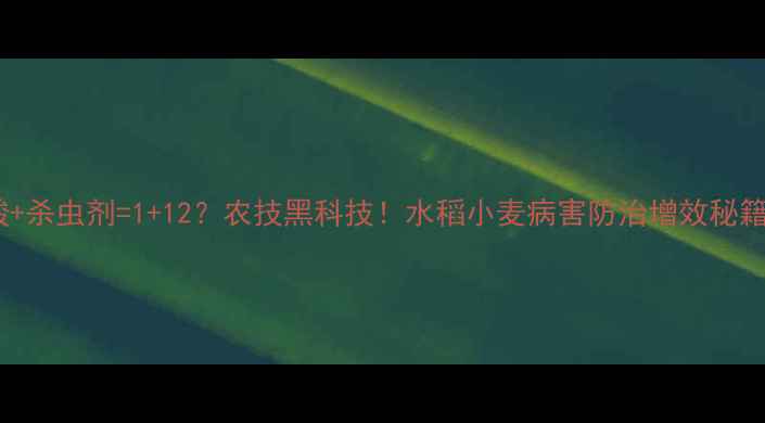 图片 🌾黄腐酸+杀虫剂=1+12？农技黑科技！水稻小麦病害防治增效秘籍大公开1