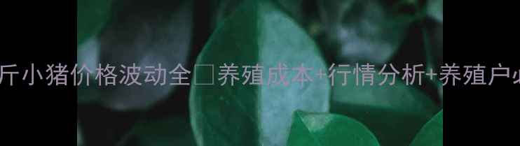 图片 📌15斤小猪价格波动全🐷养殖成本+行情分析+养殖户必看1