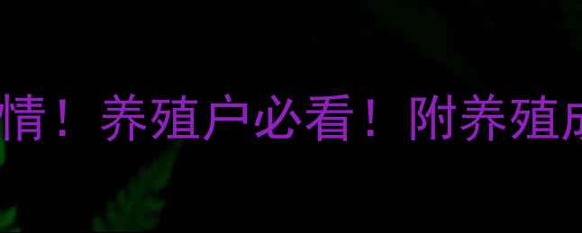 图片 🔥淮北生猪价格8月最新行情！养殖户必看！附养殖成本计算表+市场趋势分析2