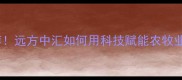 江苏饲料厂家推荐远方中汇如何用科技赋能农牧业发展最新动态全