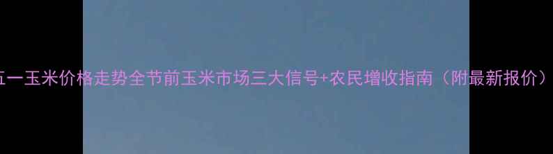 图片 五一玉米价格走势全节前玉米市场三大信号+农民增收指南（附最新报价）2