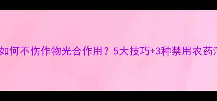 图片 农药如何不伤作物光合作用？5大技巧+3种禁用农药清单1