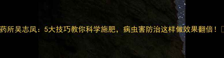 图片 农药所吴志凤：5大技巧教你科学施肥，病虫害防治这样做效果翻倍！🌱2