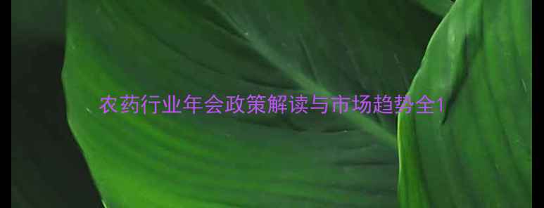 图片 农药行业年会政策解读与市场趋势全1