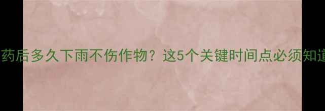 图片 喷农药后多久下雨不伤作物？这5个关键时间点必须知道！2
