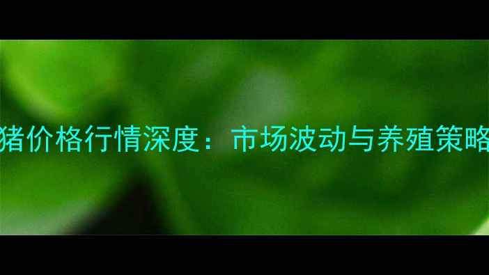 图片 宜宾生猪价格行情深度：市场波动与养殖策略全指南