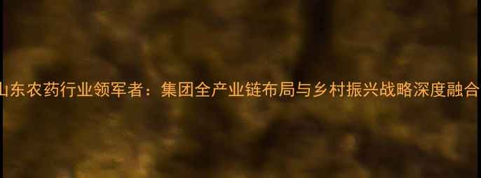 图片 山东农药行业领军者：集团全产业链布局与乡村振兴战略深度融合2