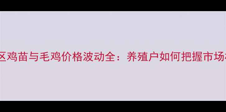 图片 山东地区鸡苗与毛鸡价格波动全：养殖户如何把握市场机遇？1