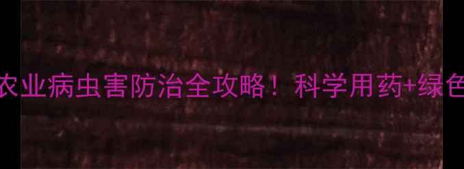 图片 山东康乔农药有限公司｜农业病虫害防治全攻略！科学用药+绿色种植指南（附真实案例）