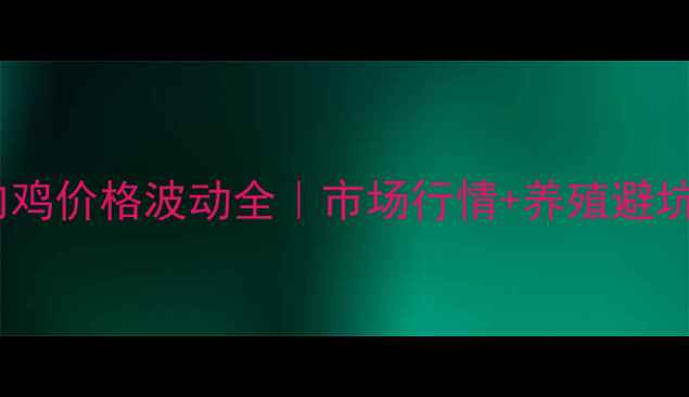 图片 山东肉鸡价格波动全｜市场行情+养殖避坑指南2