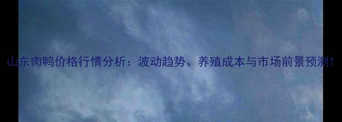 图片 山东肉鸭价格行情分析：波动趋势、养殖成本与市场前景预测1