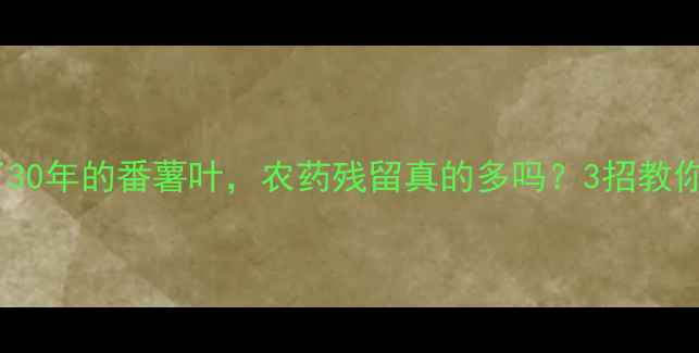 图片 广东人吃了30年的番薯叶，农药残留真的多吗？3招教你安心吃！1