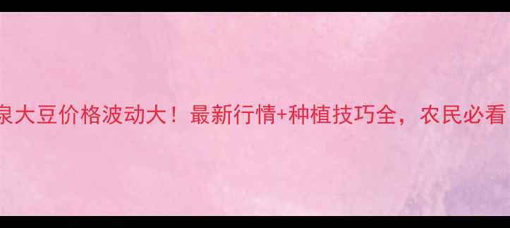 图片 拜泉大豆价格波动大！最新行情+种植技巧全，农民必看！2
