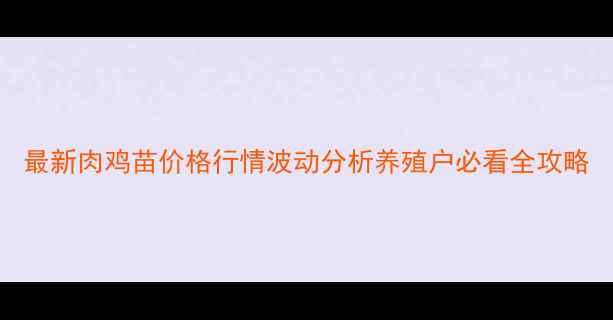 图片 最新肉鸡苗价格行情波动分析养殖户必看全攻略