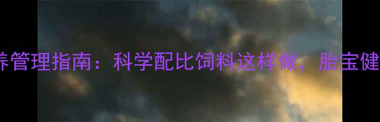 图片 母猪孕期营养管理指南：科学配比饲料这样做，胎宝健壮母猪易养1