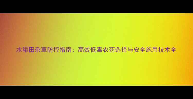 图片 水稻田杂草防控指南：高效低毒农药选择与安全施用技术全