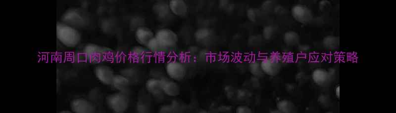 图片 河南周口肉鸡价格行情分析：市场波动与养殖户应对策略