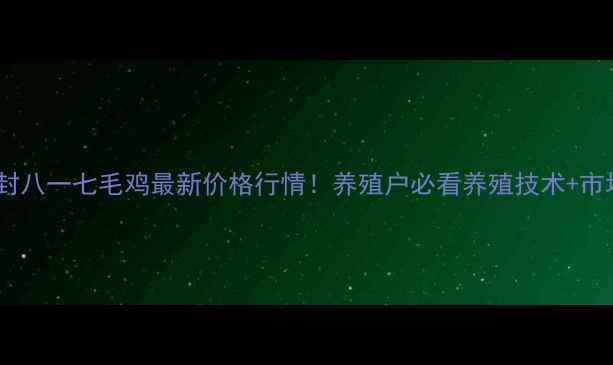 图片 河南开封八一七毛鸡最新价格行情！养殖户必看养殖技术+市场分析1