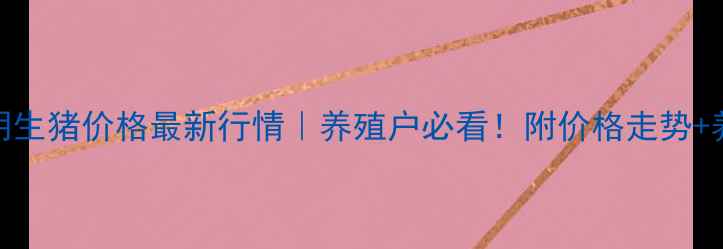 图片 福建三明生猪价格最新行情｜养殖户必看！附价格走势+养殖攻略
