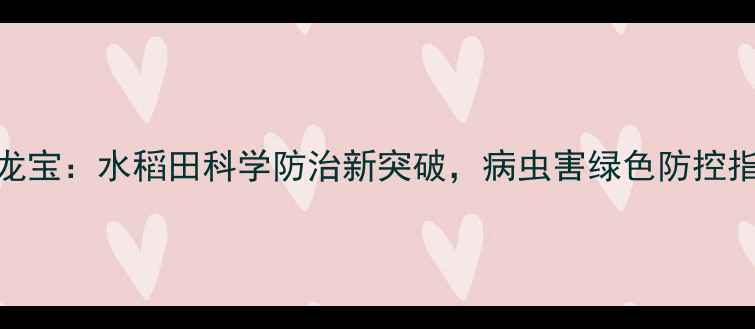 图片 稻龙宝：水稻田科学防治新突破，病虫害绿色防控指南