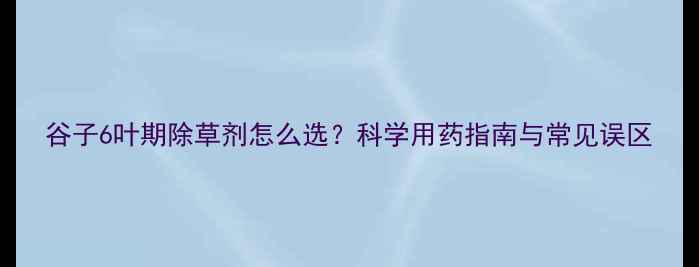 图片 谷子6叶期除草剂怎么选？科学用药指南与常见误区