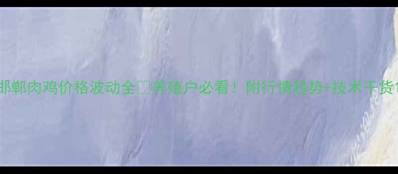 图片 邯郸肉鸡价格波动全🔥养殖户必看！附行情趋势+技术干货1