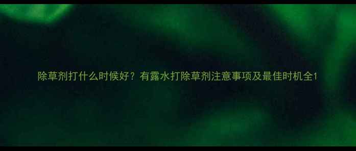 图片 除草剂打什么时候好？有露水打除草剂注意事项及最佳时机全1
